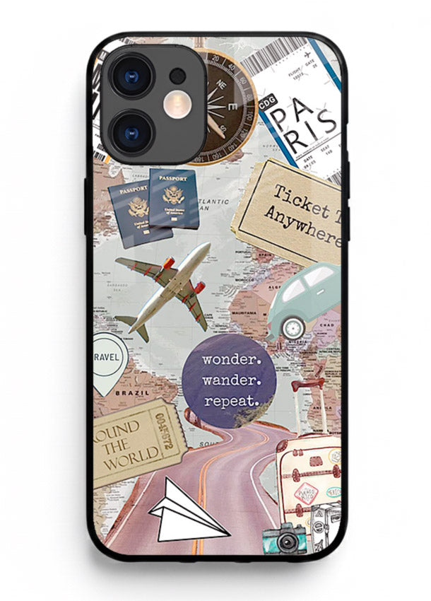 Wander More Collage aesthetic artwork iphone 11 glass back cover