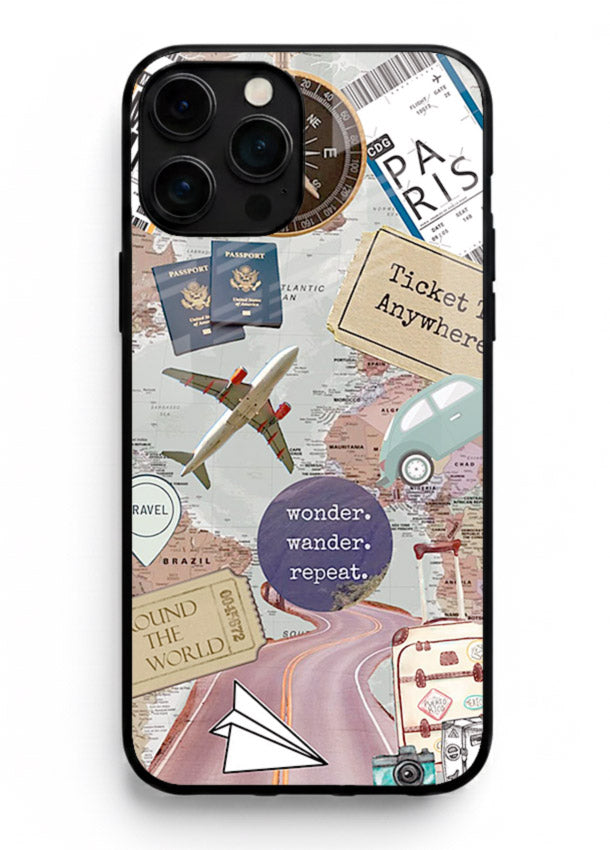 Wander More Collage aesthetic artwork iphone 11 pro max glass back cover