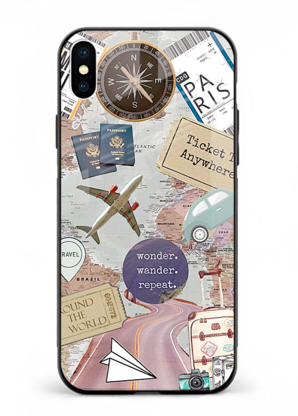 Wander More Collage aesthetic artwork iphone xs max glass back cover