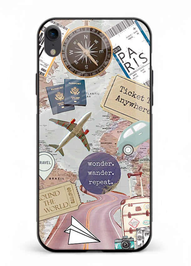 Wander More Collage aesthetic artwork iphone xr glass back cover