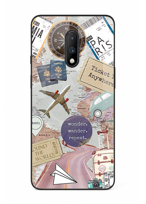 Wander More Collage aesthetic artwork OnePlus 7 glass back cover
