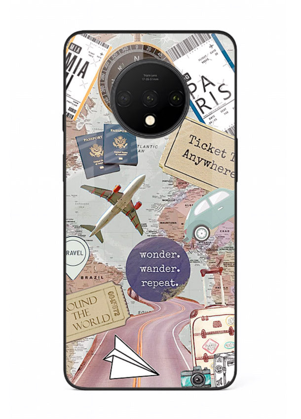Wander More Collage aesthetic artwork OnePlus 7T glass back cover
