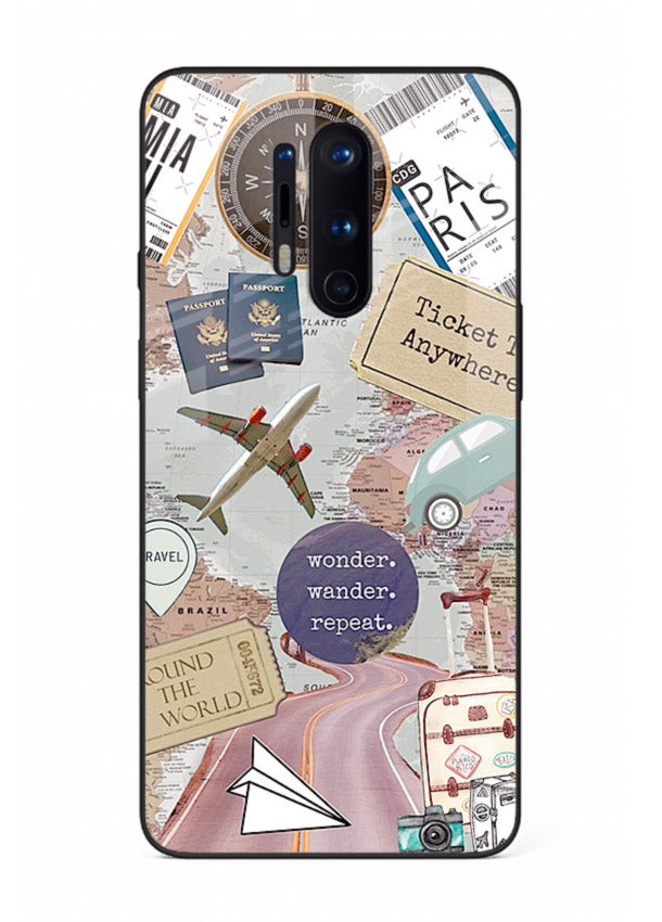 Wander More Collage aesthetic artwork OnePlus 8 Pro glass back cover