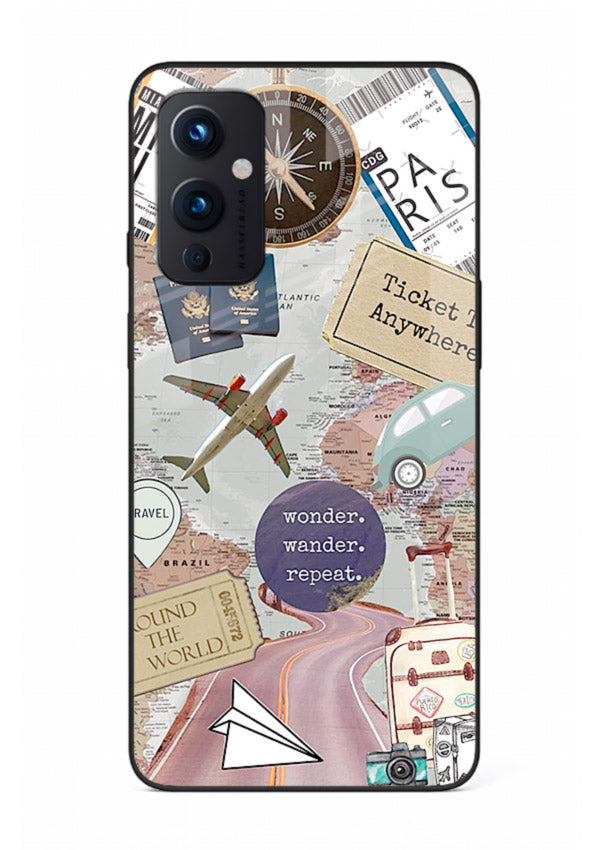 Wander More Collage aesthetic artwork OnePlus 9 Pro glass back cover