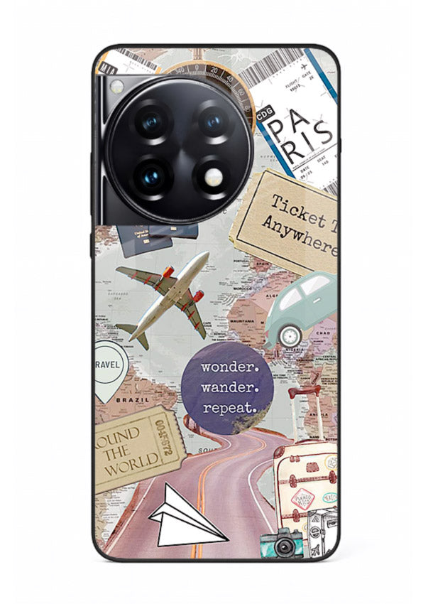Wander More Collage aesthetic artwork OnePlus 12R glass back cover