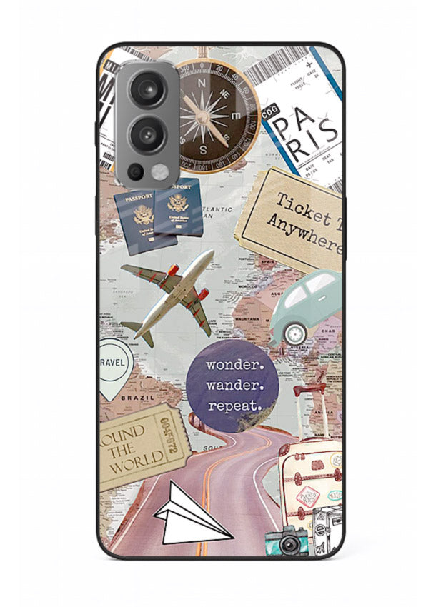Wander More Collage aesthetic artwork OnePlus Nord 2 glass back cover