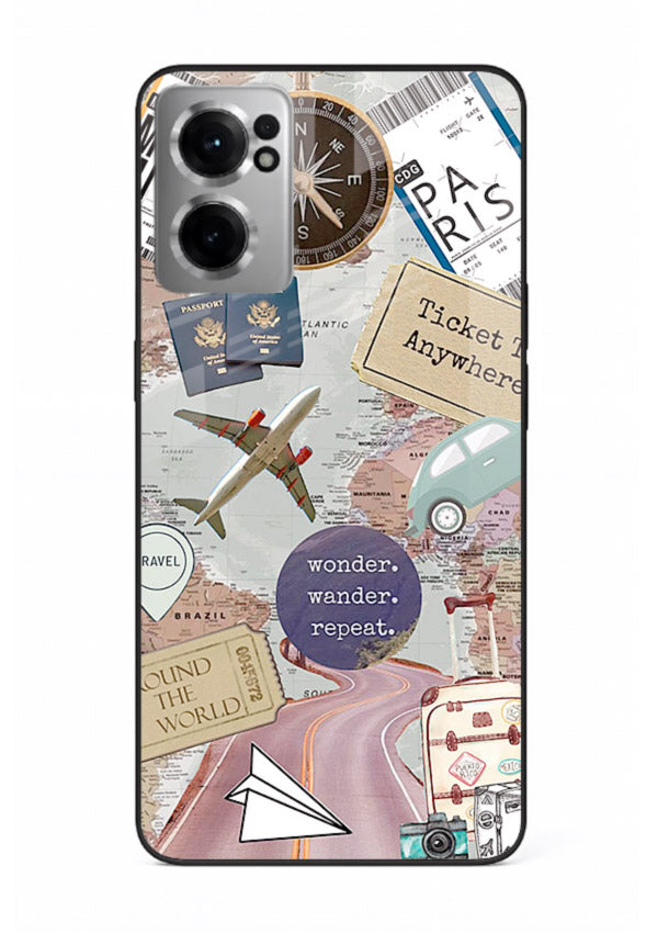 Wander More Collage aesthetic artwork OnePlus Nord CE2 5G glass back cover
