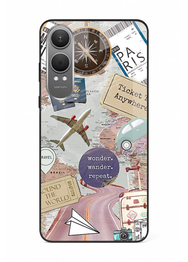 Wander More Collage aesthetic artwork OnePlus Nord CE4 Lite glass back cover