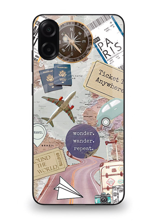 Wander More Collage aesthetic artwork Samsung A07 4G glass back cover