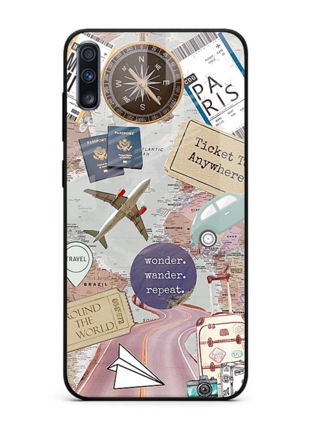 Wander More Collage aesthetic artwork Samsung A70 glass back cover