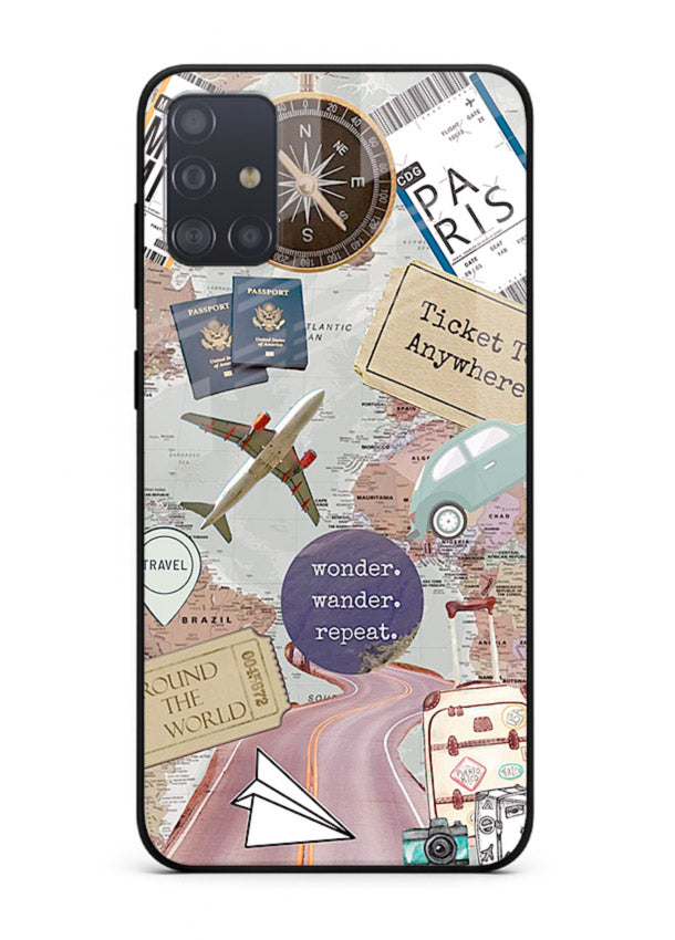 Wander More Collage aesthetic artwork Samsung A71 glass back cover