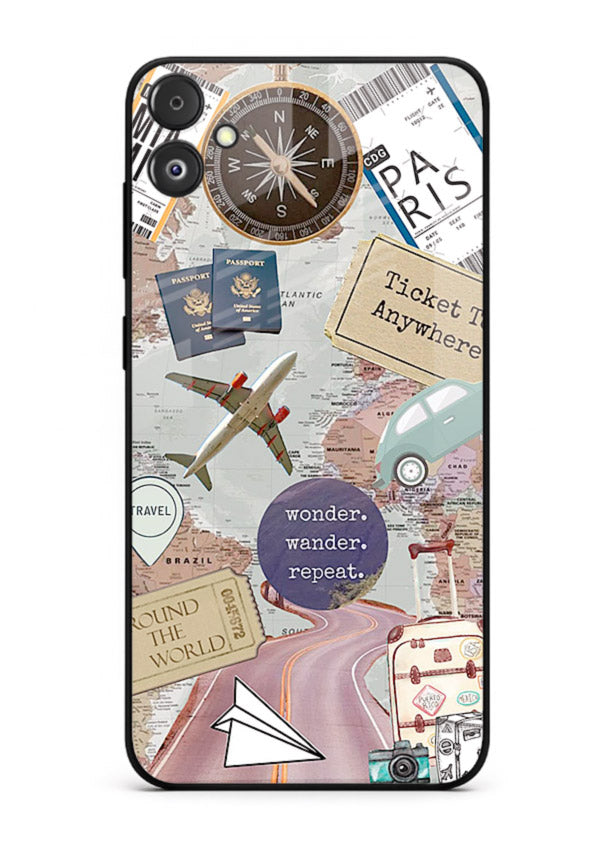Wander More Collage aesthetic artwork Samsung F04 5G glass back cover