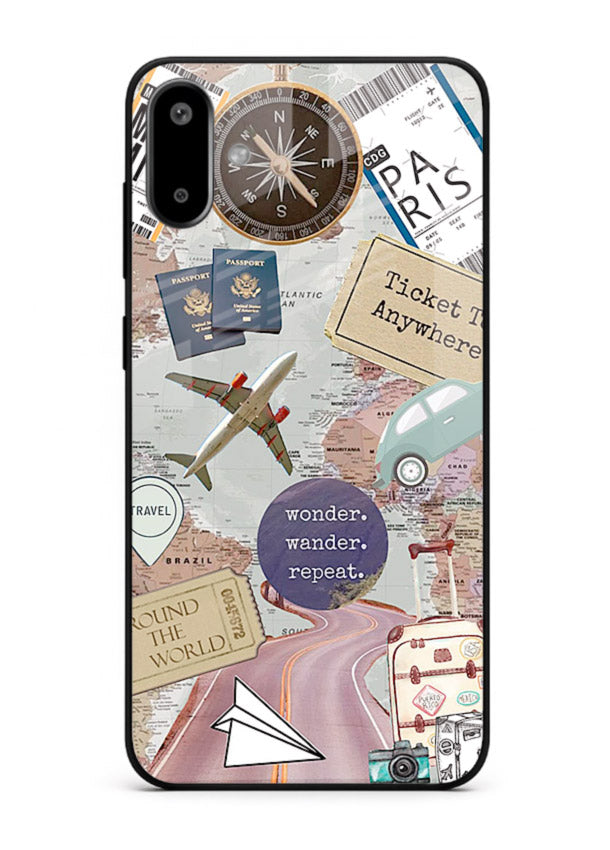 Wander More Collage aesthetic artwork Samsung F06 5G glass back cover