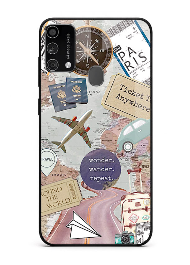Wander More Collage aesthetic artwork Samsung F41 glass back cover