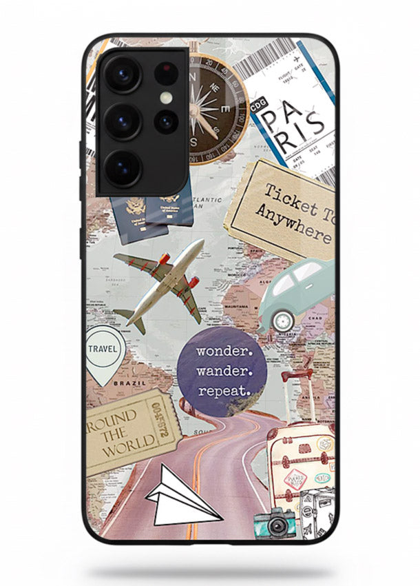 Wander More Collage aesthetic artwork Samsung S21 Ultra glass back cover