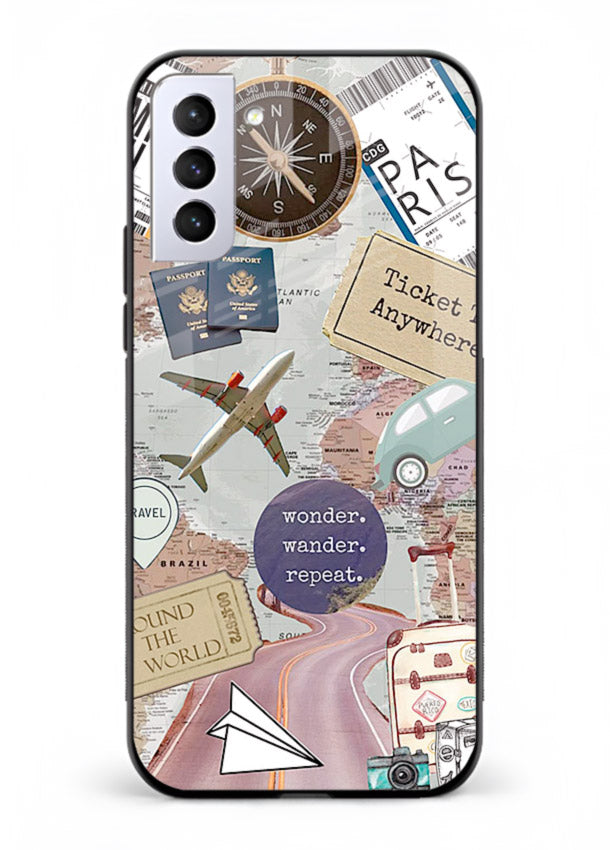 Wander More Collage aesthetic artwork Samsung S21 FE glass back cover