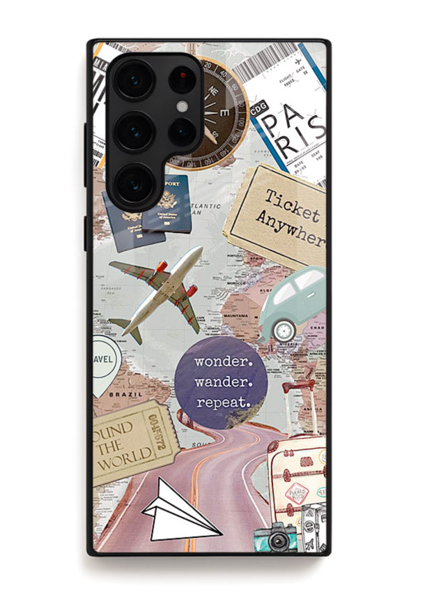 Wander More Collage aesthetic artwork Samsung S24 Ultra glass back cover