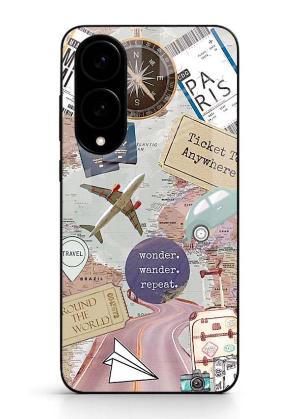 Wander More Collage aesthetic artwork Samsung S25 Edge glass back cover
