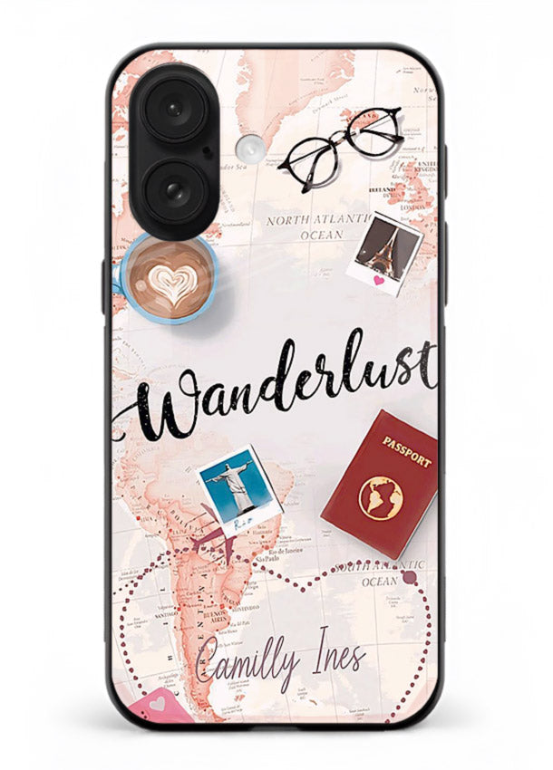 Wanderlust Essentials Art illustration iphone 16 plus glass back cover