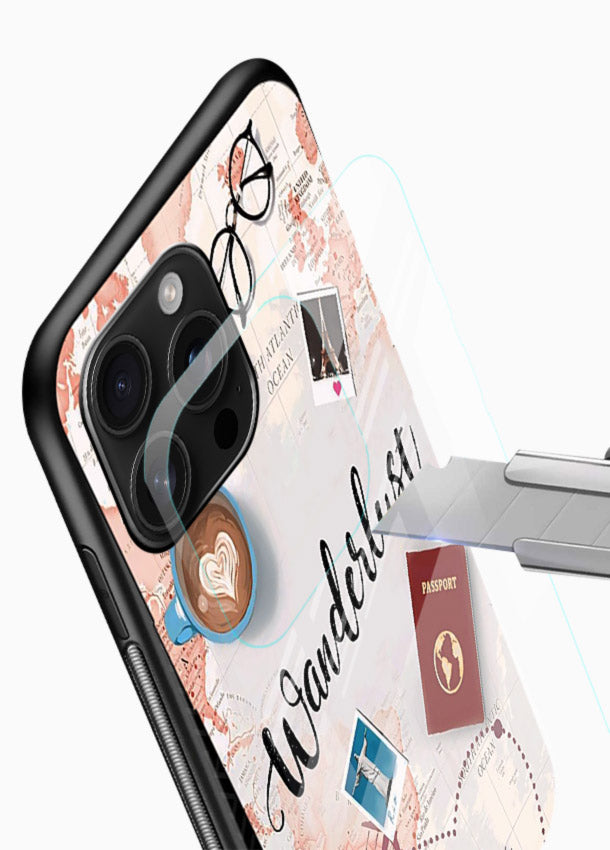 Wanderlust Essentials Art illustration glossy vibrant premium glass back cover - Angle Blade