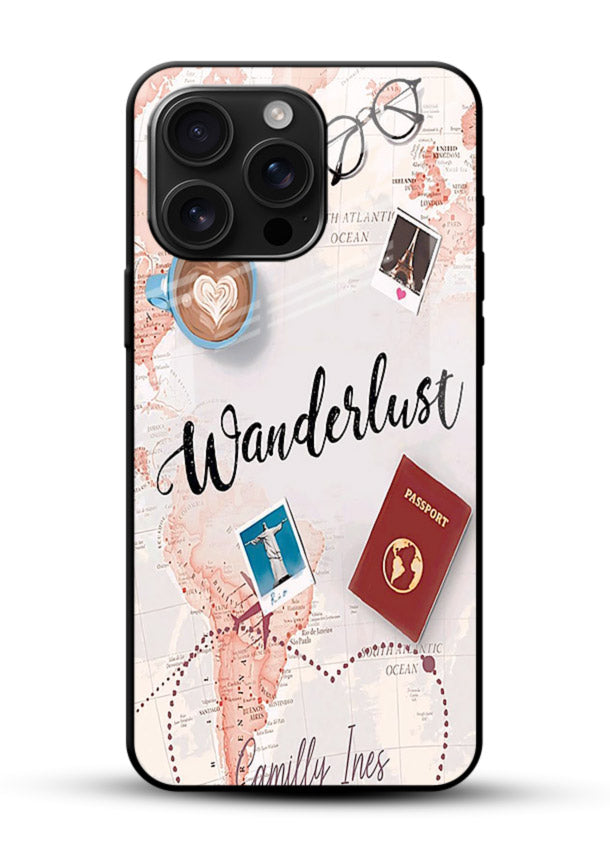 Wanderlust Essentials Art illustration glossy vibrant premium glass back cover - Angle Front