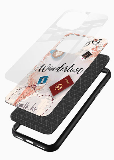 Wanderlust Essentials Art illustration glossy vibrant premium glass back cover - Angle Layers