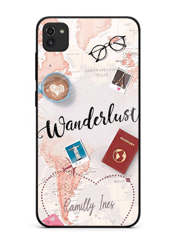 Wanderlust Essentials Art illustration Samsung A03 glass back cover