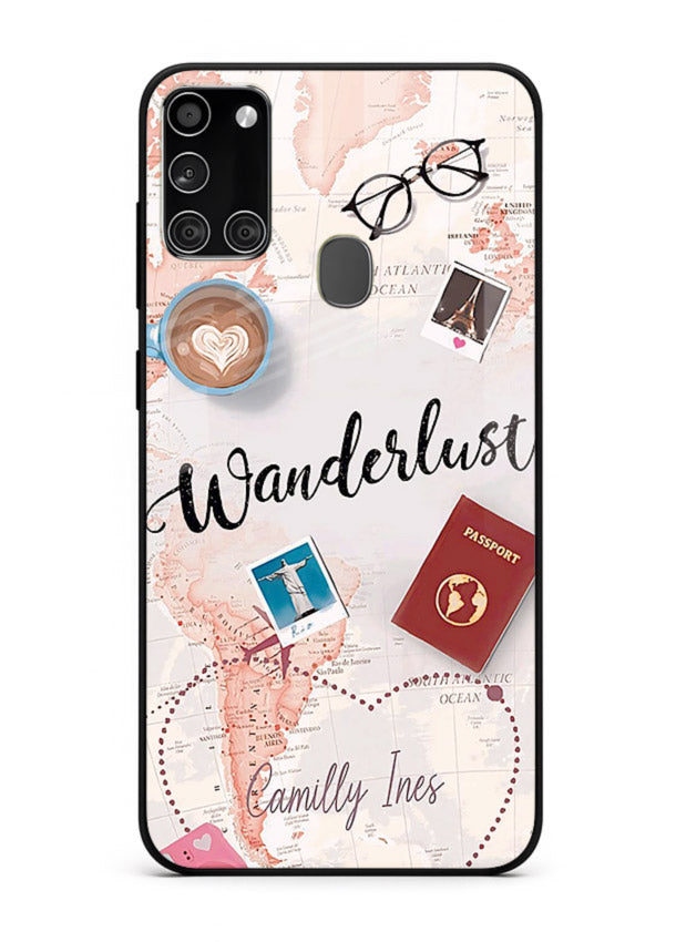 Wanderlust Essentials Art illustration Samsung A21s glass back cover