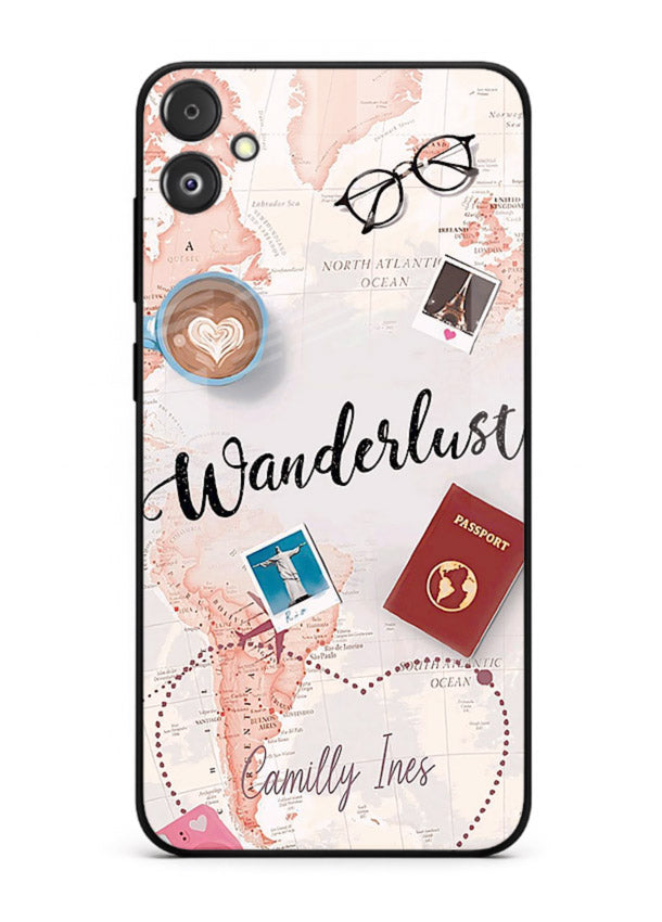 Wanderlust Essentials Art illustration Samsung F05 5G glass back cover