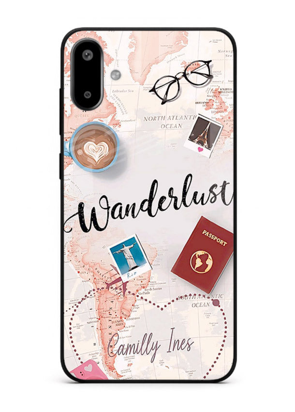 Wanderlust Essentials Art illustration Samsung F06 5G glass back cover