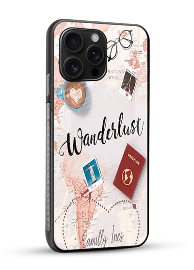 Wanderlust Essentials Art illustration glossy vibrant premium glass back cover - Angle Side