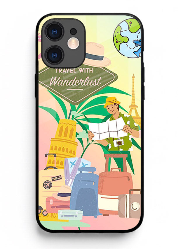 Wanderlust Packing Scene packing illustration iphone 12 mini glass back cover