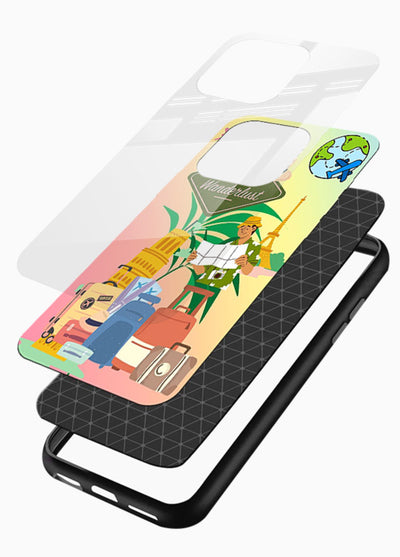 Wanderlust Packing Scene packing illustration glossy vibrant premium glass back cover - Angle Layers