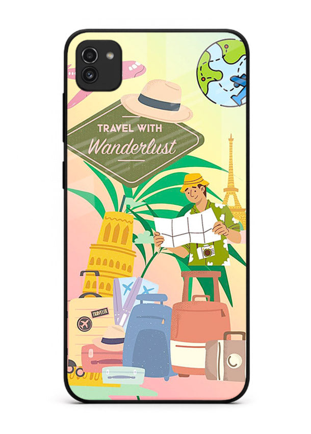 Wanderlust Packing Scene packing illustration Samsung A03 glass back cover