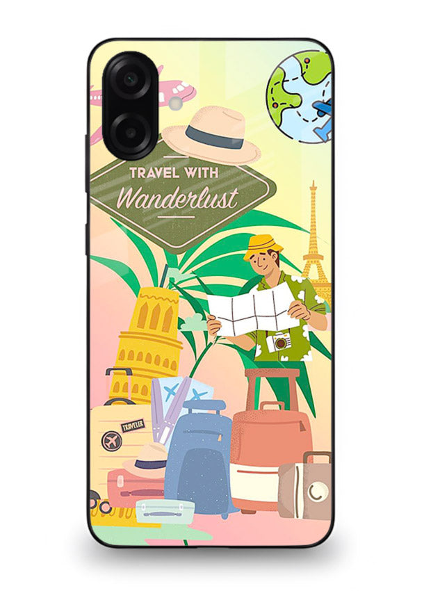 Wanderlust Packing Scene packing illustration Samsung A07 4G glass back cover