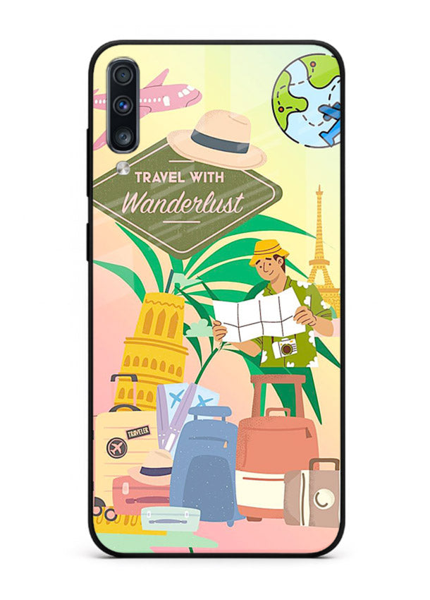 Wanderlust Packing Scene packing illustration Samsung A70 glass back cover