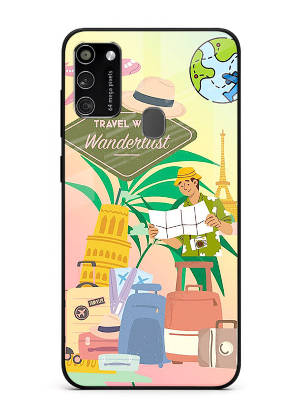 Wanderlust Packing Scene packing illustration Samsung M21 glass back cover