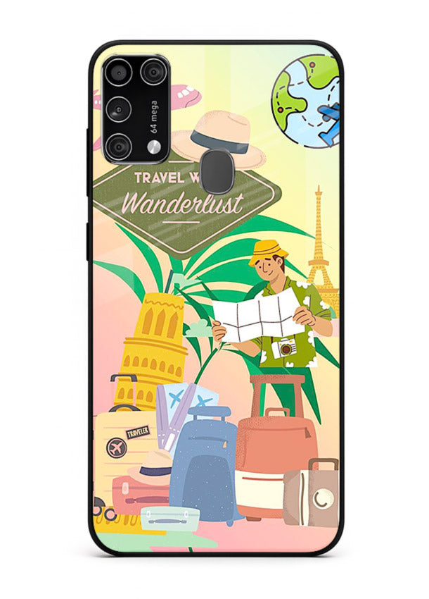 Wanderlust Packing Scene packing illustration Samsung M31 Prime glass back cover