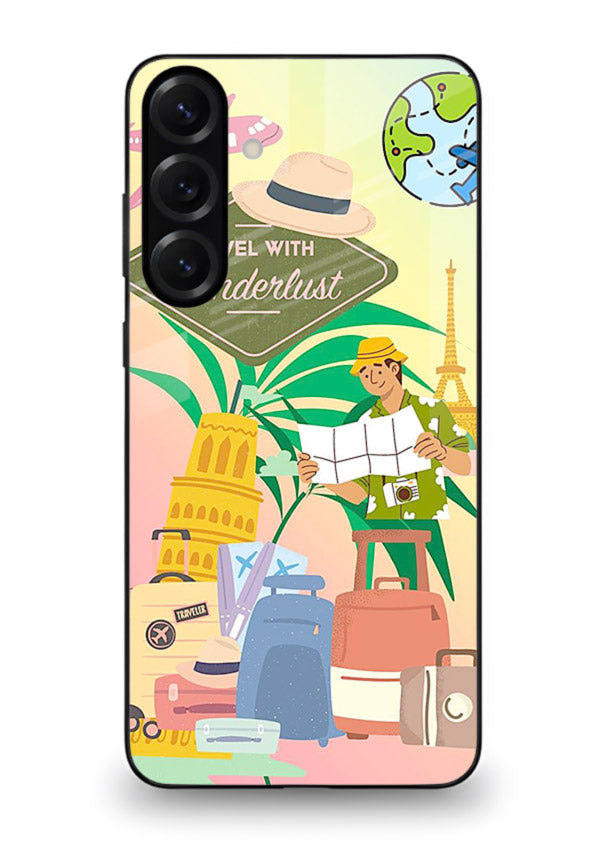 Wanderlust Packing Scene packing illustration Samsung S23 FE glass back cover