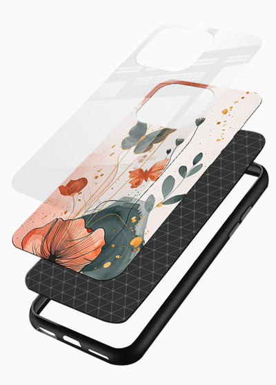 Watercolor butterfly floral artwork on glossy vibrant premium glass back cover with soft painted tones. - Angle Layers