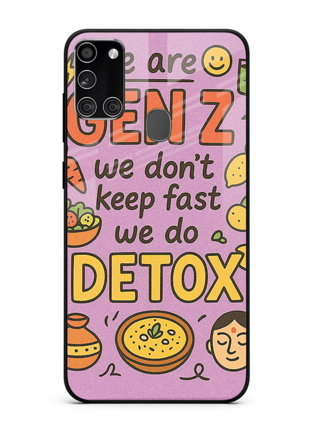 Wellness Detox Poster pastel wellness artwork Samsung A21s glass back cover