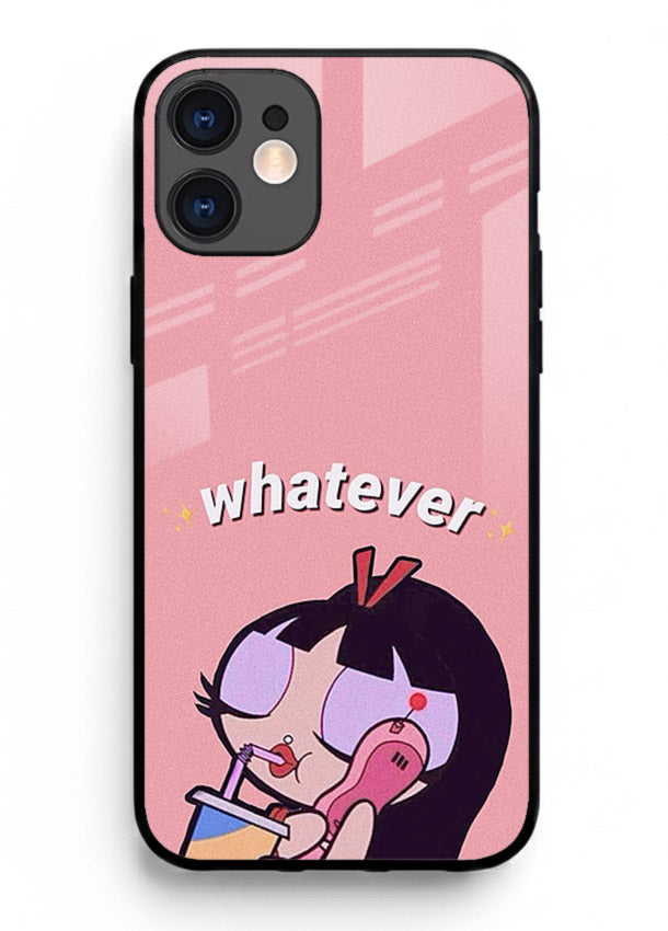 Whatever Pink Girl pastel artwork iphone 12 glass back cover