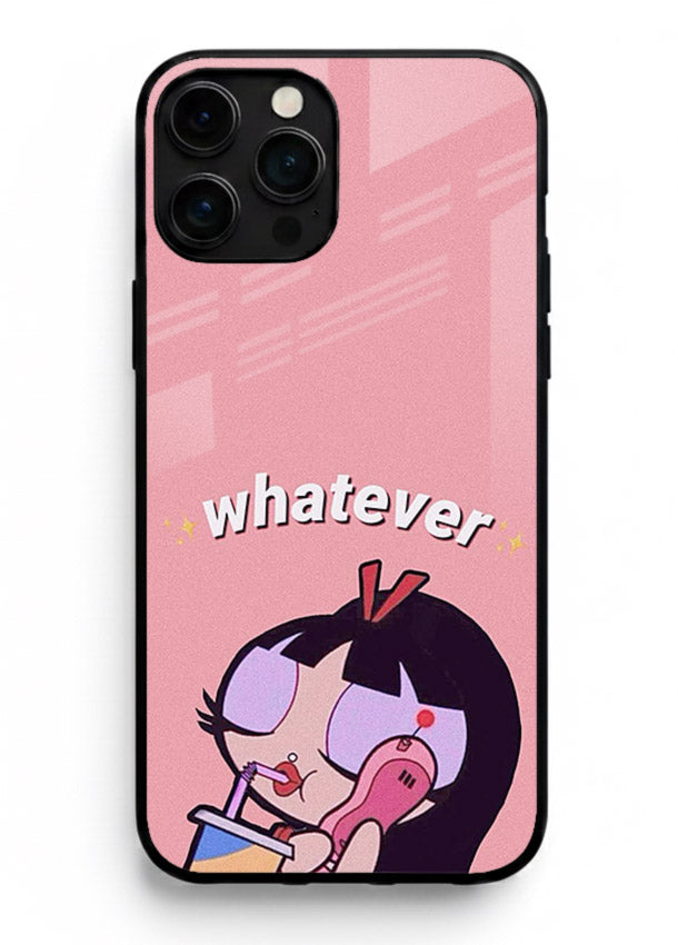 Whatever Pink Girl pastel artwork iphone 13 pro max glass back cover