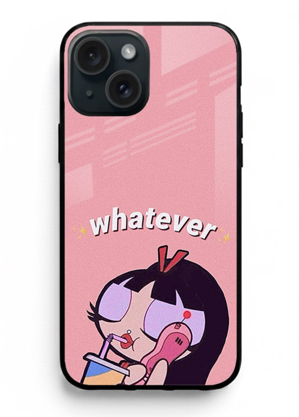 Whatever Pink Girl pastel artwork iphone 15 glass back cover