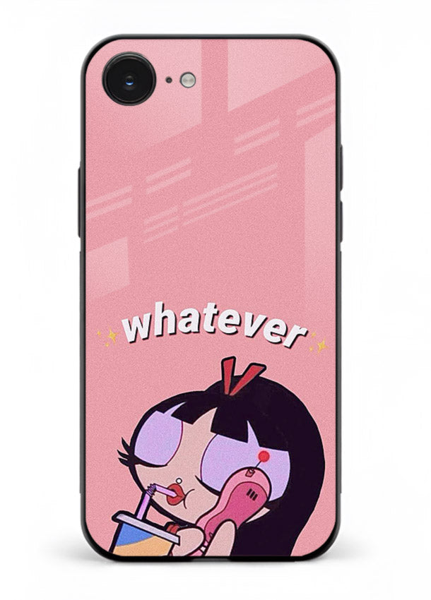 Whatever Pink Girl pastel artwork iphone 16e glass back cover