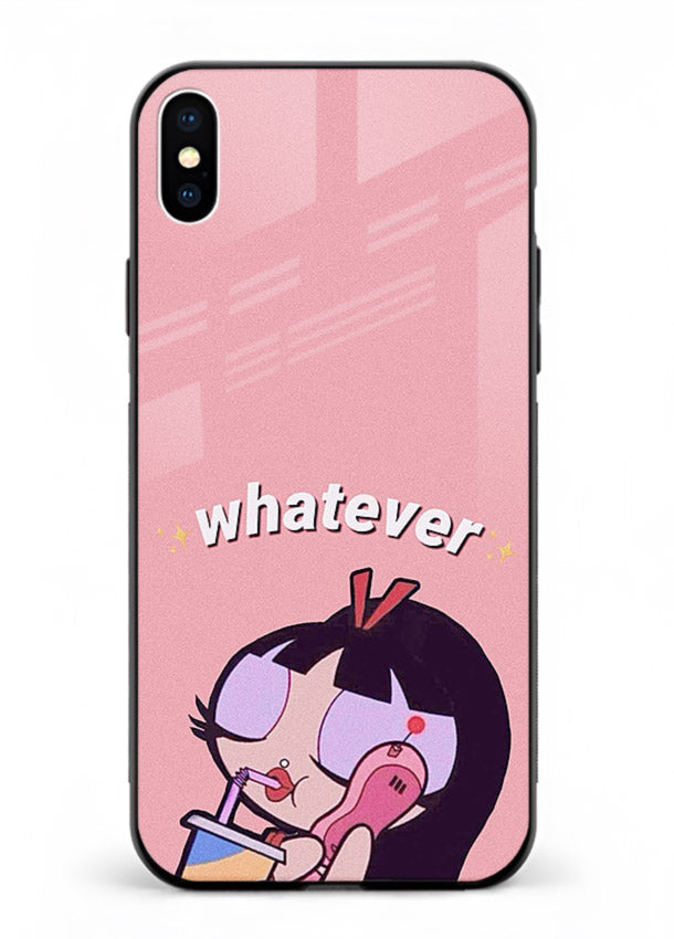 Whatever Pink Girl pastel artwork iphone xs max glass back cover