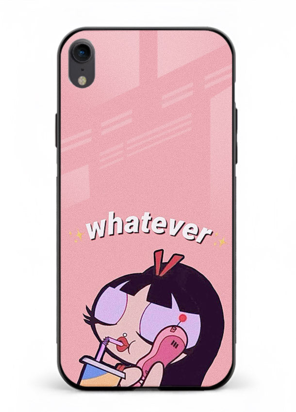 Whatever Pink Girl pastel artwork iphone xr glass back cover
