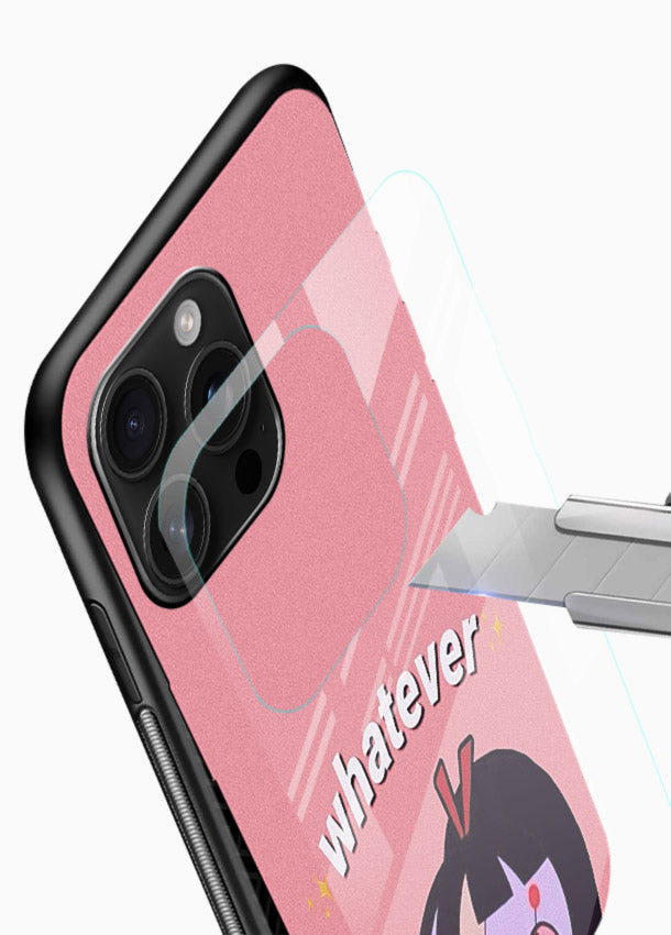 Whatever Pink Girl pastel artwork glossy vibrant premium glass back cover - Angle Blade