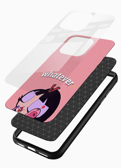 Whatever Pink Girl pastel artwork glossy vibrant premium glass back cover - Angle Layers