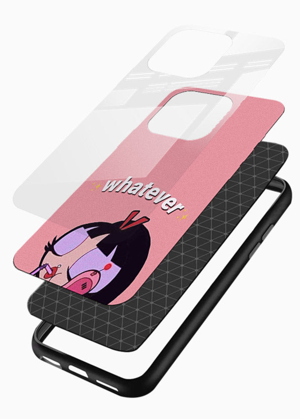 Whatever Pink Girl pastel artwork glossy vibrant premium glass back cover - Angle Layers